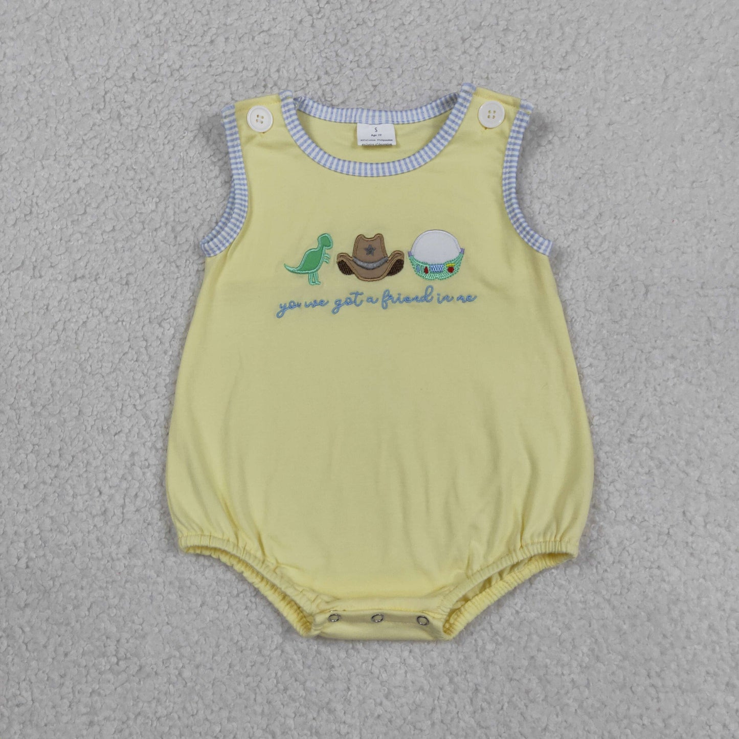 Embroidery Hats Dinosaurs Got a Friend Baby Boys Sleeveless Cartoon Rompers