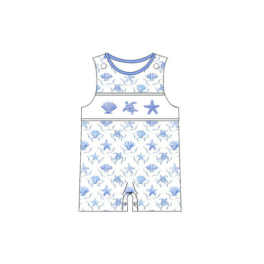 Baby Girls Sleeveless Shell Starfishes Checked Shorts Rompers Preorder