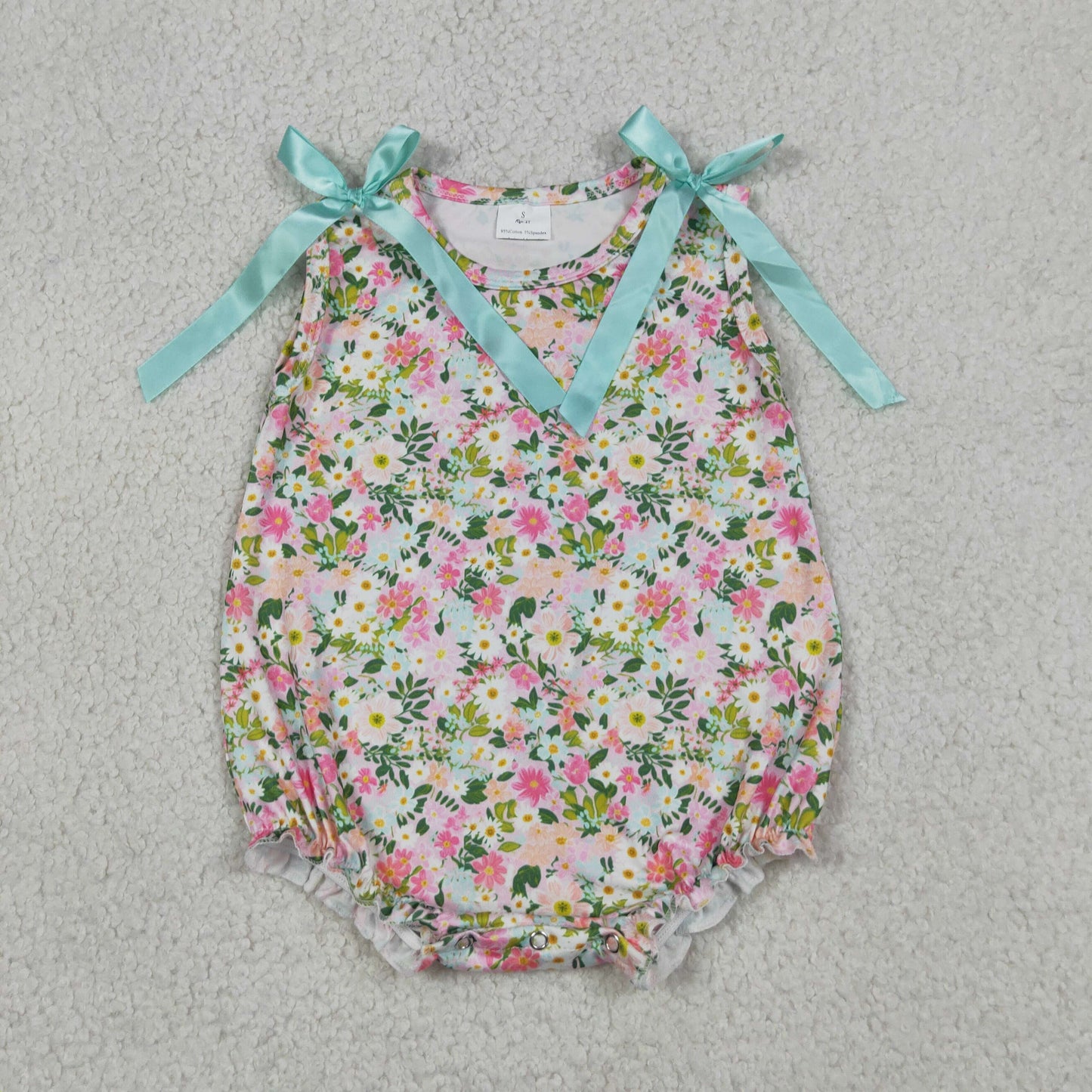 Baby Girls Sleeveless Colorful Floral Ruffle Rompers
