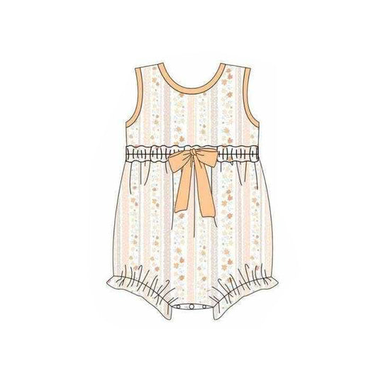 Baby Girls Sleeveless Colorful Flowers Stripe Ruffle Rompers Preorder