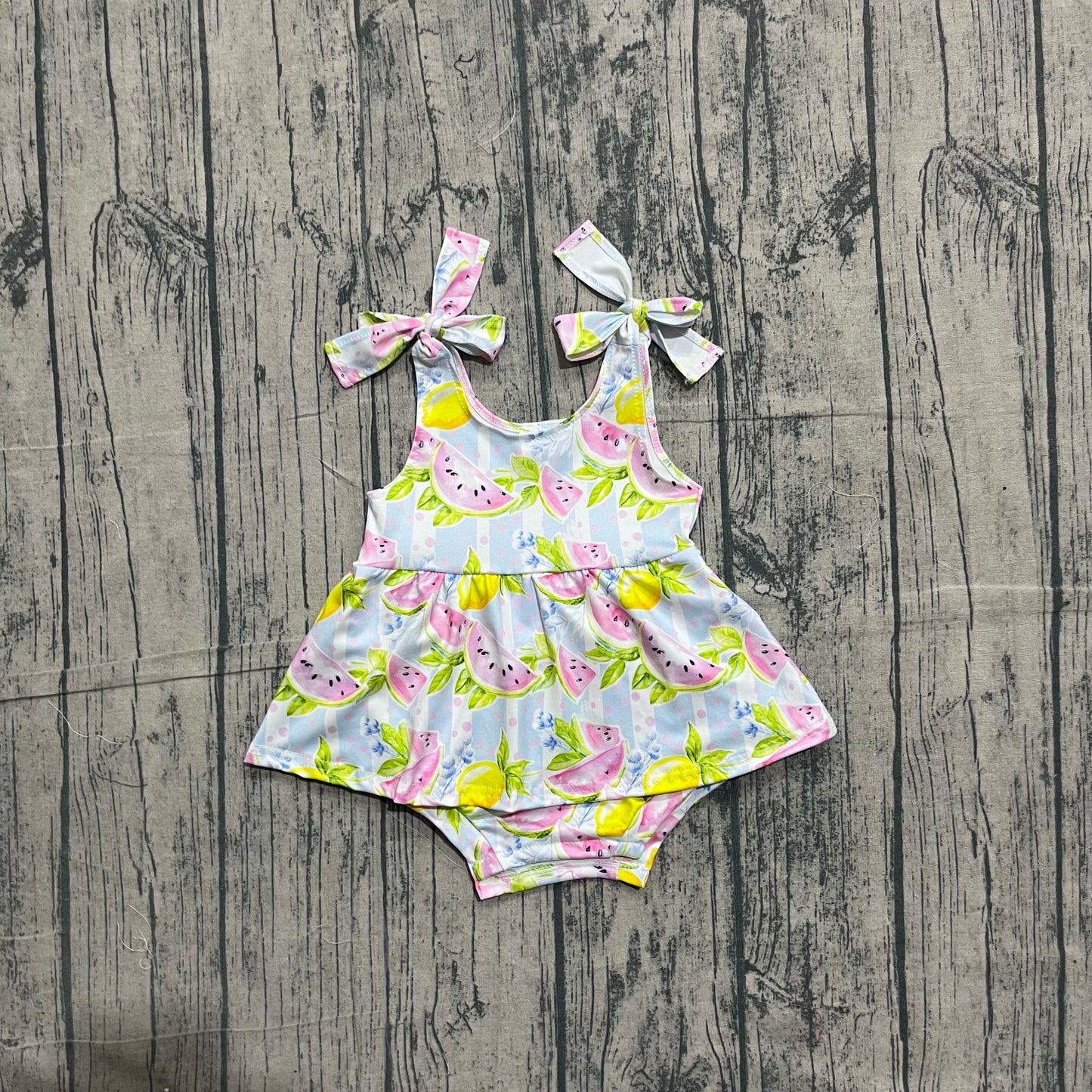 Baby Girls Strap Watermelon Lemons Tunic Ruffle Rompers Preorder