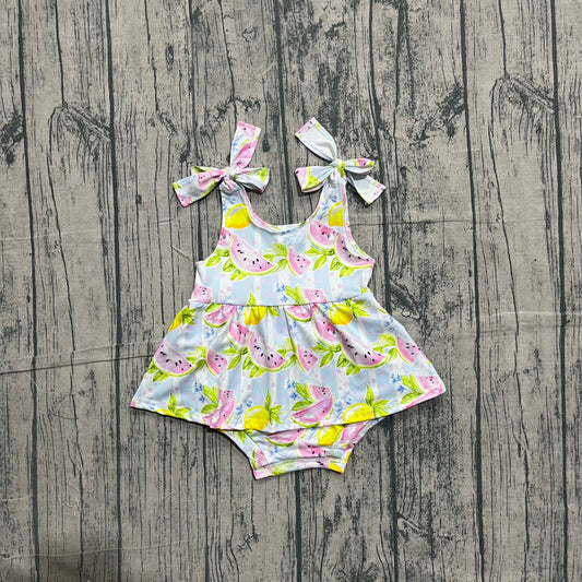 Baby Girls Strap Watermelon Lemons Tunic Ruffle Rompers Preorder