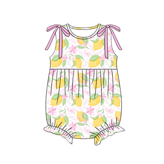Baby Girls Sleeveless Flowers Lemons Ruffle Rompers Preorder