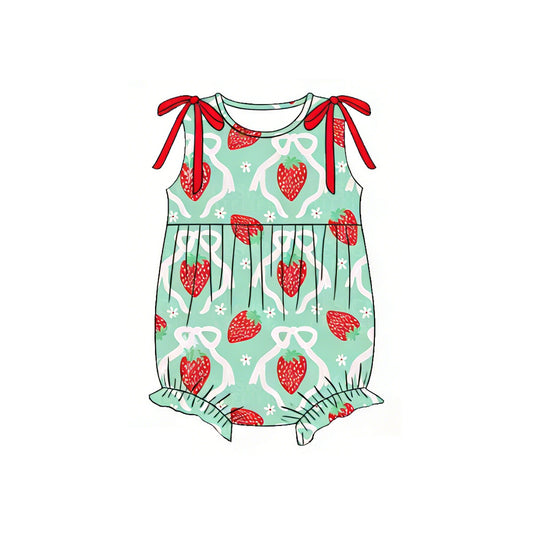 Baby Girls Sleeveless Bows Watermelons Ruffle Rompers Preorder