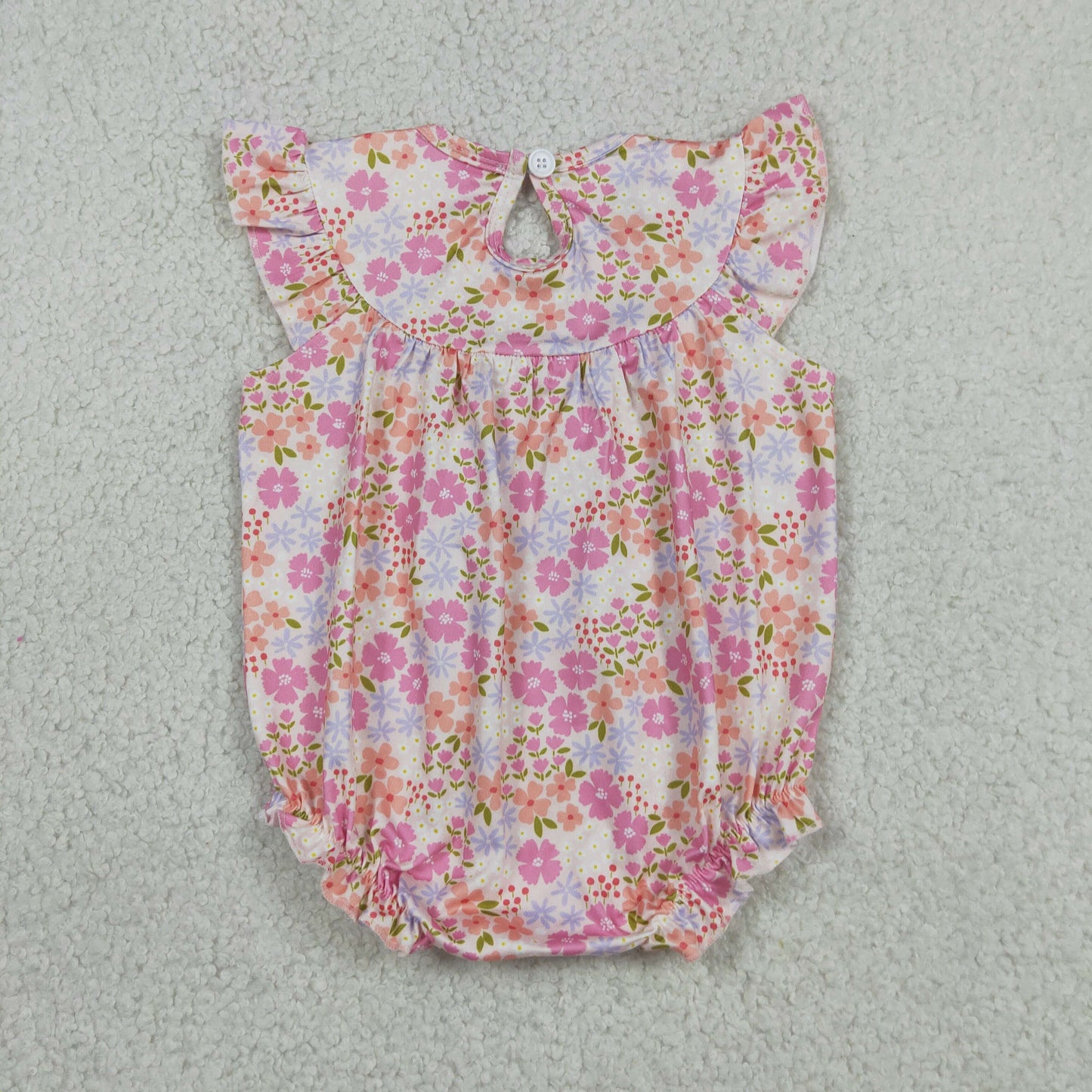 Smocked I Love Dad Baby Girls Colorful Flowers Ruffle Rompers