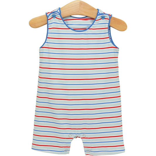 Baby Boys Sleeveless Red Blue Stripe 4th of July Shorts Romper Preorder