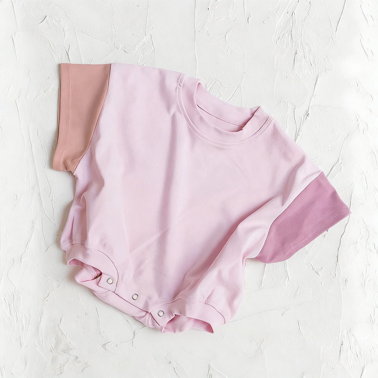 Baby Girls Pink Patchwork Short Sleeve Romper Preorder