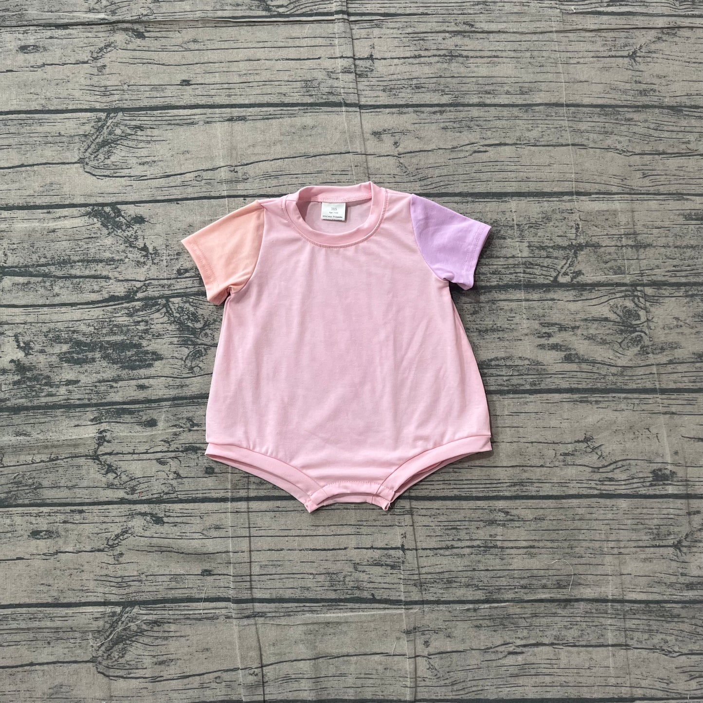 Baby Girls Pink Patchwork Short Sleeve Romper Preorder