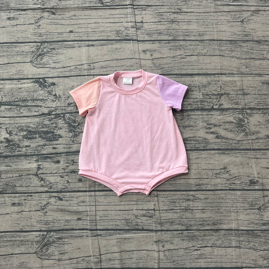 Baby Girls Pink Patchwork Short Sleeve Romper Preorder