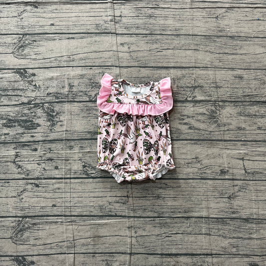 Baby Girls Sleeveless Camo Bows Ducks Calls Hunting Ruffle Romper