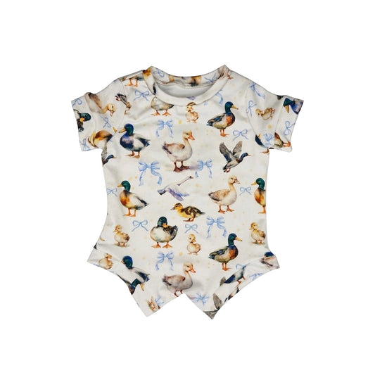 Baby Boys Short Sleeve Ducks Bows Plaid Hunting Romper Preorder