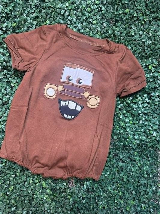 Baby Boys Red Short Sleeve Cartoon Romper Preorder