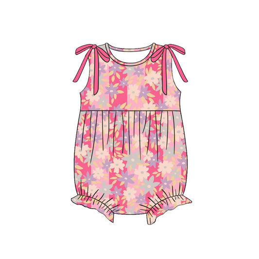 Baby Girls Sleeveless Colorful Flowers Ruffle Romper Preorder