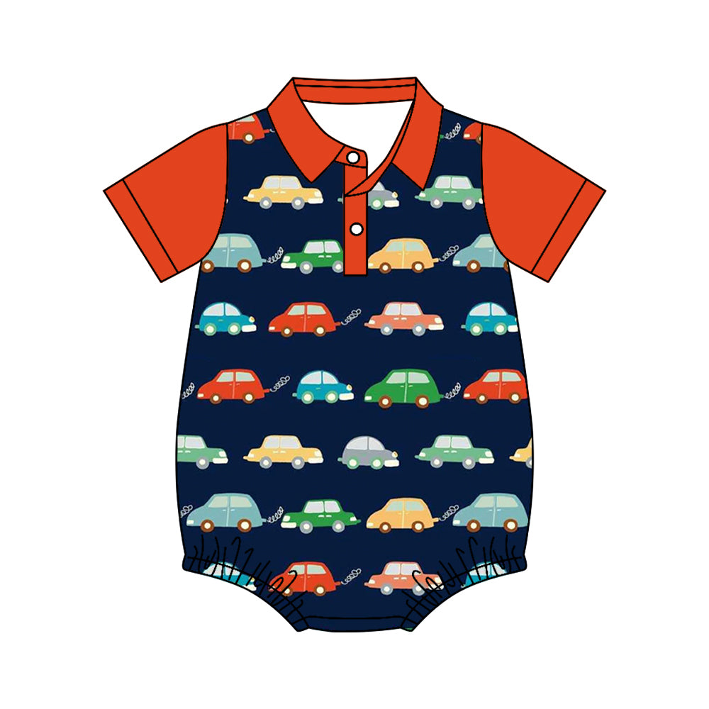 Baby Boys Short Sleeve Cars Button Romper Preorder