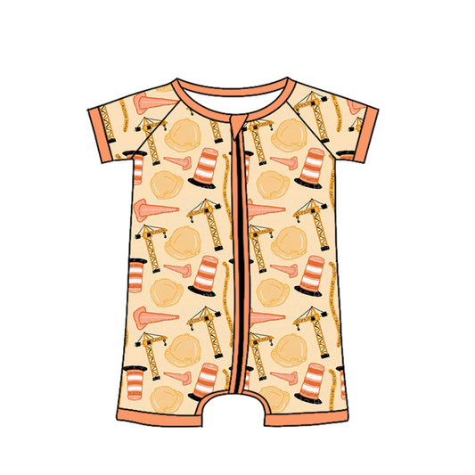 Baby Boys Short Sleeve Linemen Tractors Zipper Romper Preorder