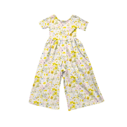 Baby Girls Short Sleeve Colorful Flowers Jumpsuits Preorder