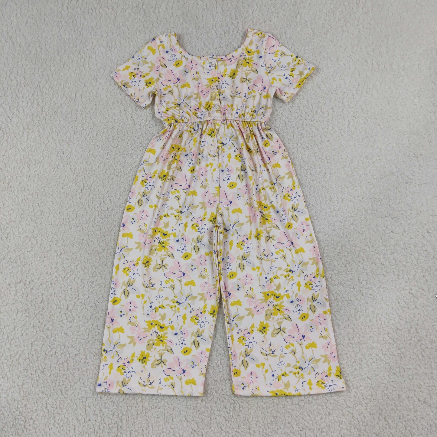 Baby Girls Short Sleeve Colorful Flowers Jumpsuits