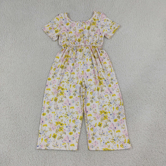 Baby Girls Short Sleeve Colorful Flowers Jumpsuits