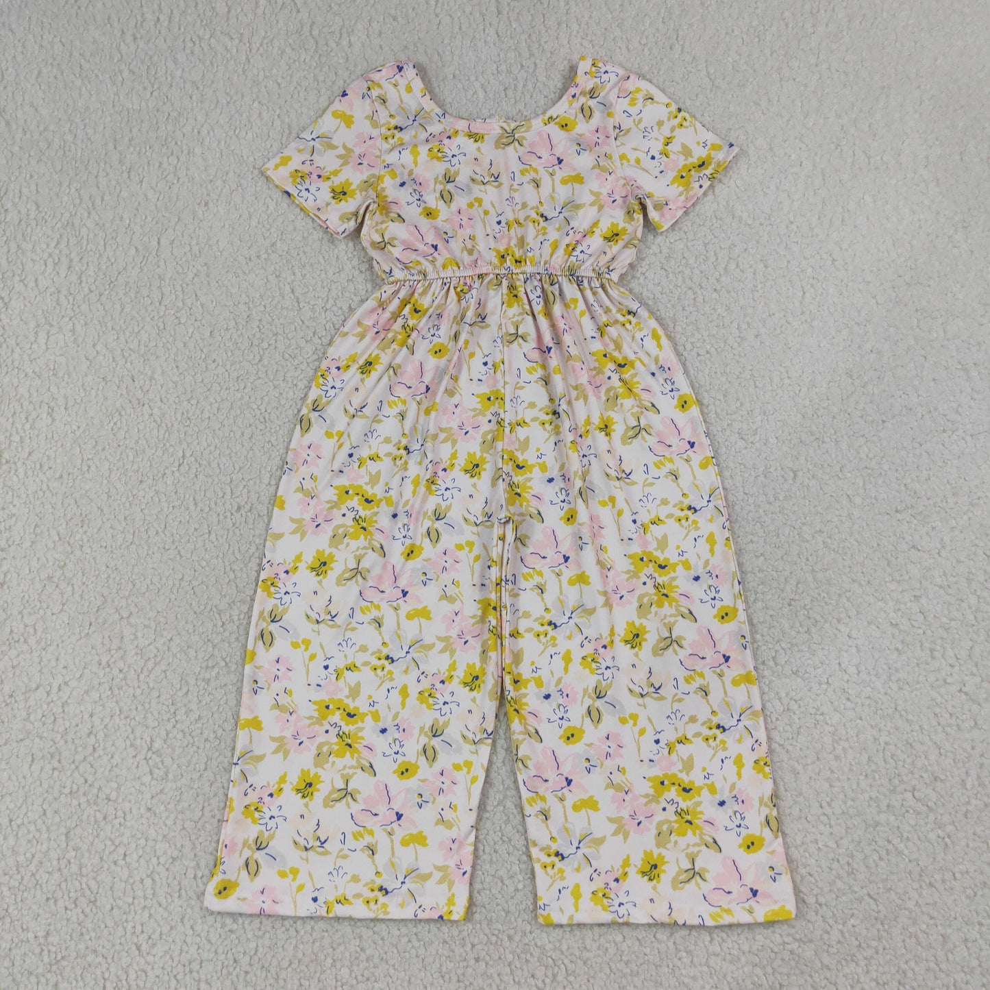 Baby Girls Short Sleeve Colorful Flowers Jumpsuits