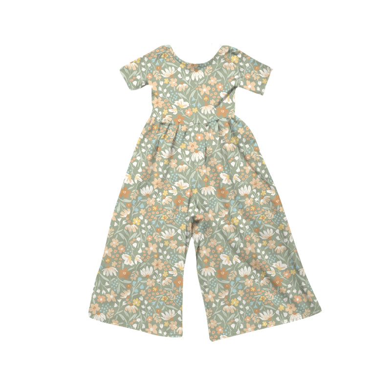 Baby Girls Short Sleeve Colorful Flowers Jumpsuits Preorder