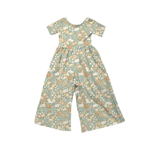 Baby Girls Short Sleeve Colorful Flowers Jumpsuits Preorder