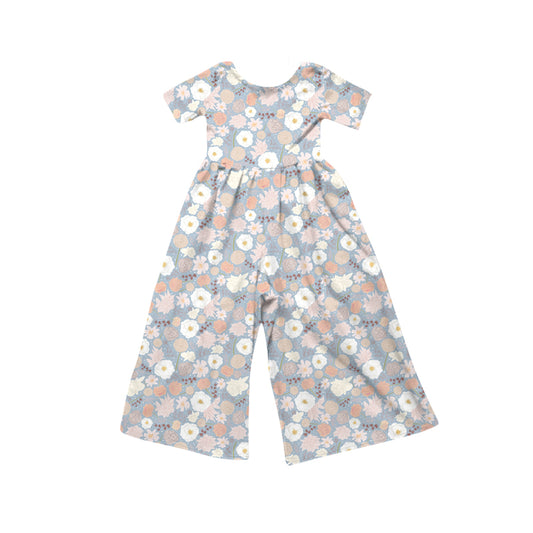 Baby Girls Short Sleeve Colorful Flowers Jumpsuits Preorder
