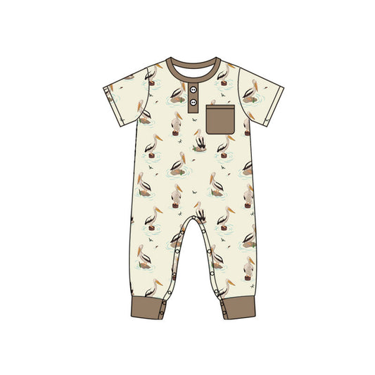 Baby Boys Short Sleeve Pelicans Button Pocket Hunting Rompers Preorder