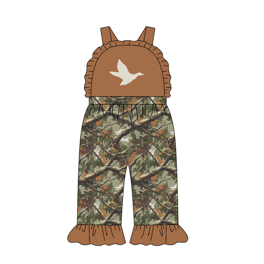 Baby Girls Strap Duck Leaves Camo Ruffle Pant Hunting Jumpsuits Preorder