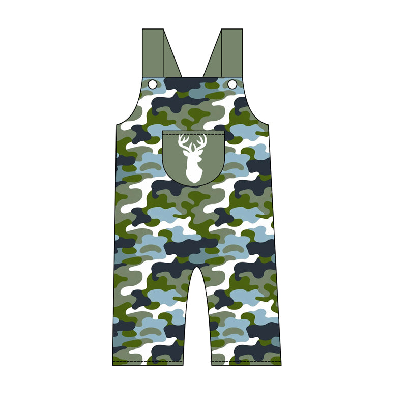 Baby Boys Strap Deer Blue Green Camo Pant Hunting Jumpsuits Preorder