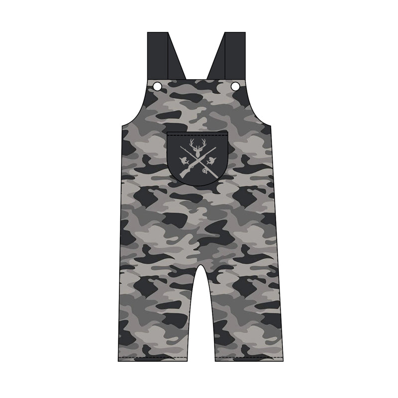 Baby Boys Strap Deer Fish Black Camo Pant Hunting Jumpsuits Preorder