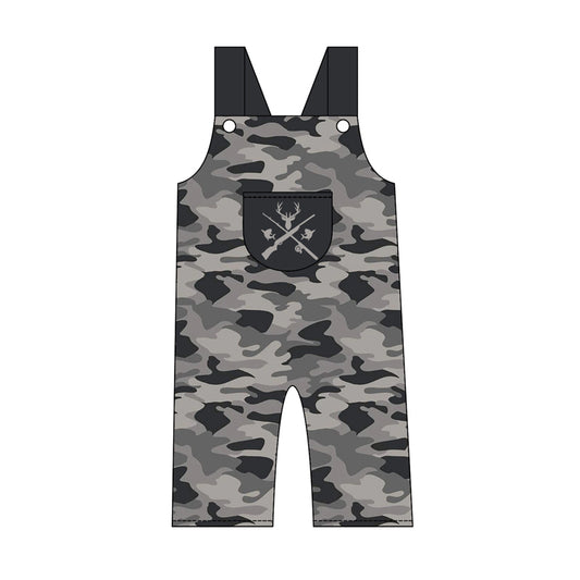 Baby Boys Strap Deer Fish Black Camo Pant Hunting Jumpsuits Preorder