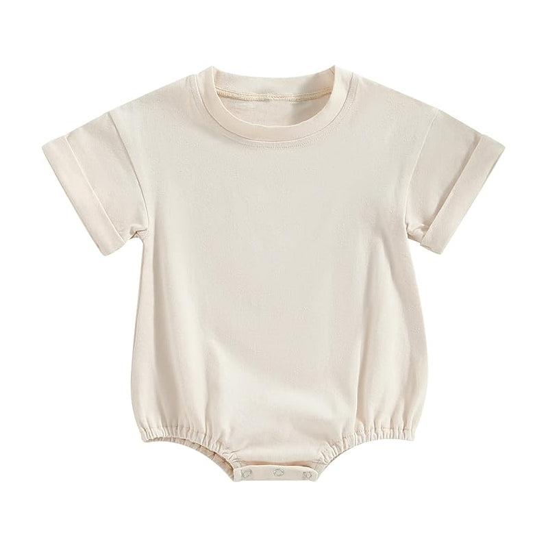 Baby Kids Short Sleeve White Cotton Rompers Preorder