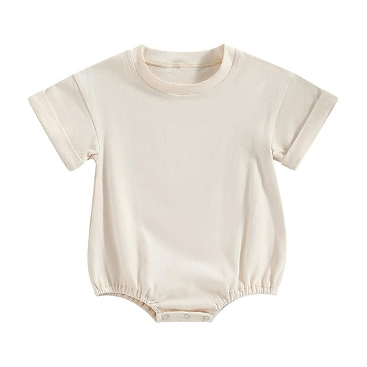 Baby Kids Short Sleeve White Cotton Rompers Preorder
