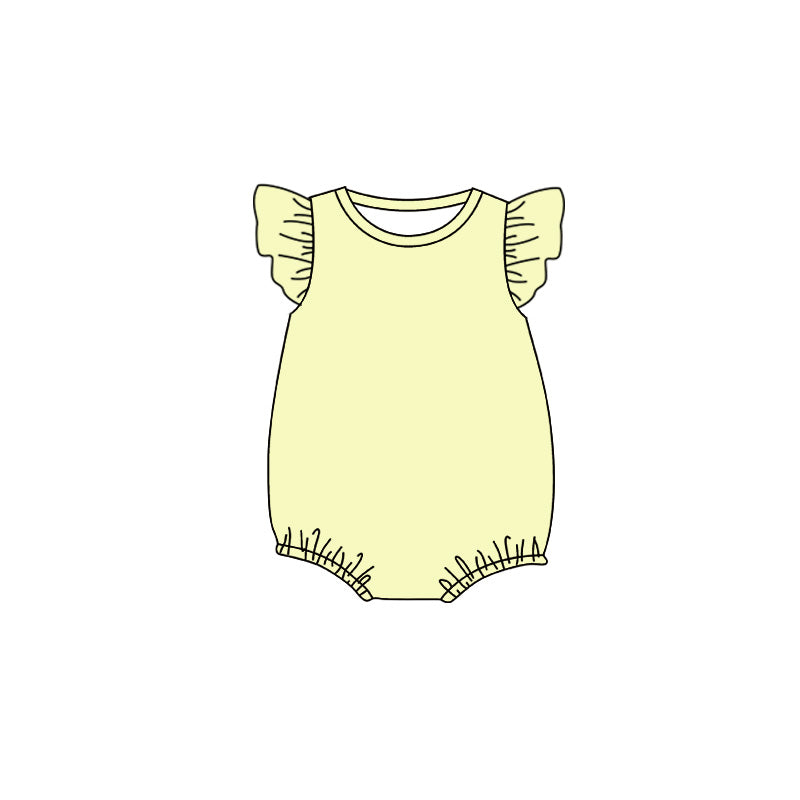 Baby Girls Yellow Flutter Sleeve Ruffle Rompers Preorder