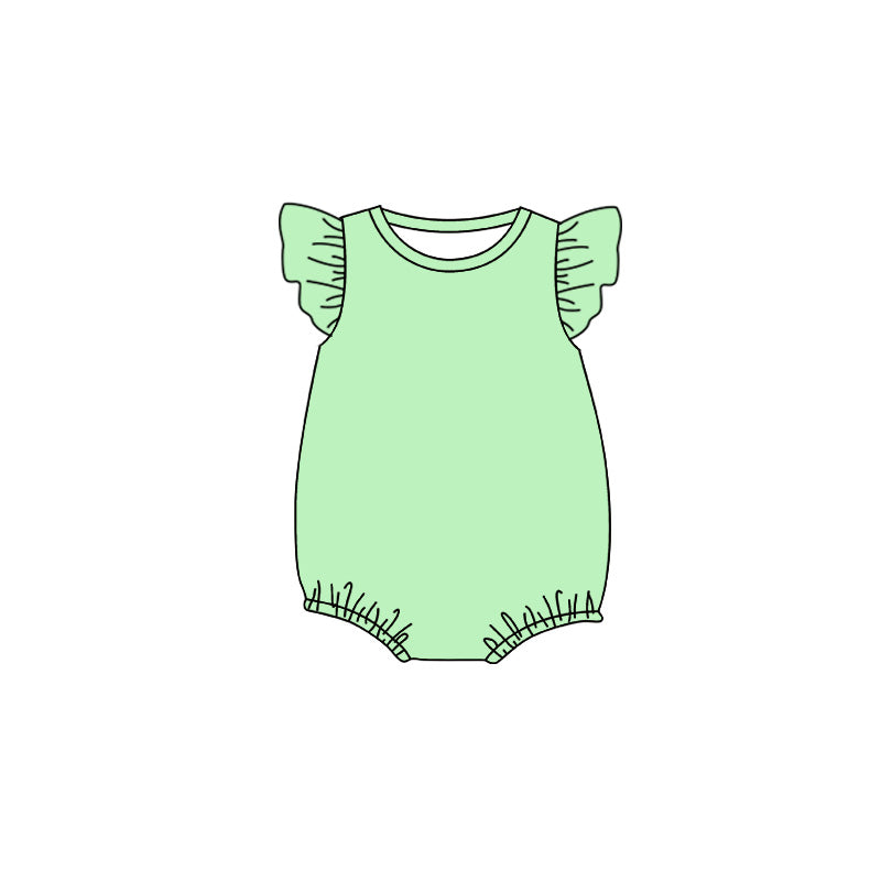 Baby Girls Light Green Flutter Sleeve Ruffle Rompers Preorder