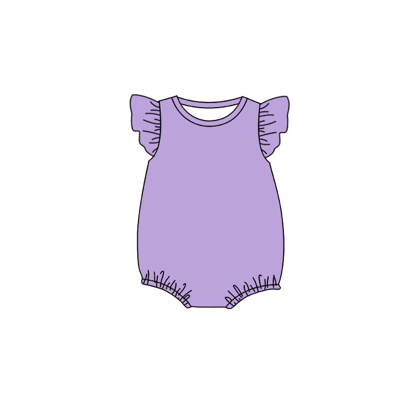 Baby Girls Purple Flutter Sleeve Ruffle Rompers Preorder