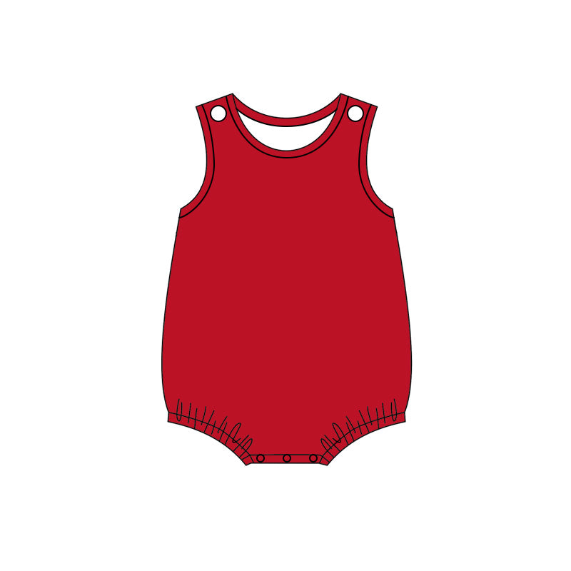 Baby Girls Red Sleeveless Sleeve Ruffle Rompers Preorder