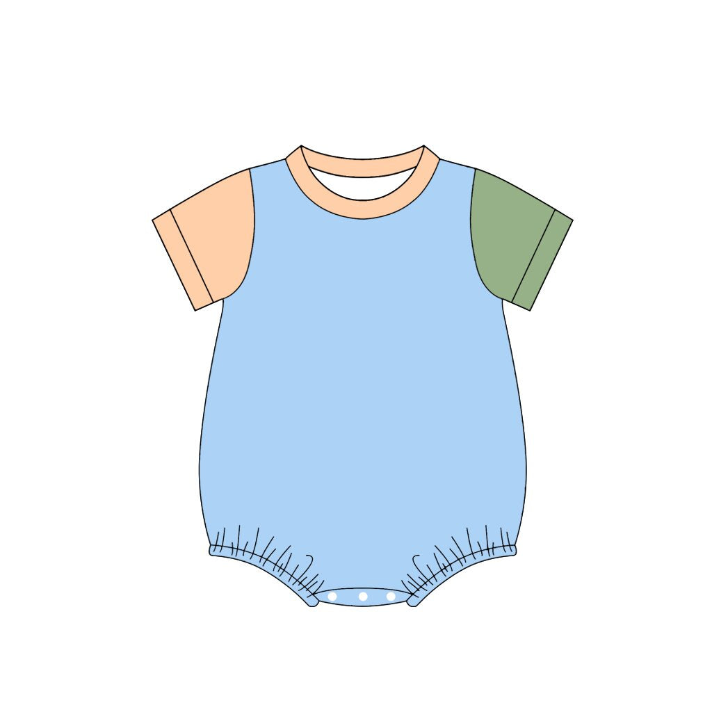 Baby Boys Short Sleeve Patchwork Rompers Preorder