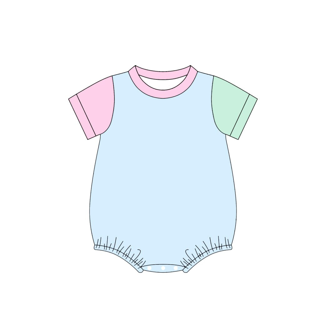 Baby Boys Short Sleeve Patchwork Rompers Preorder