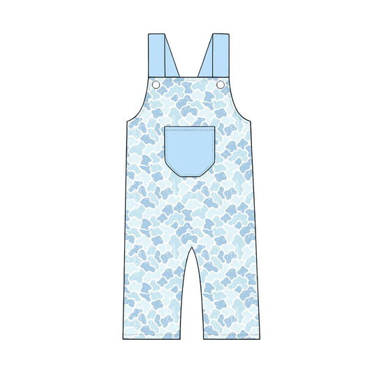 Baby Boys Strap Southern Light Blue Camo Pocket Pant Rompers Preorder