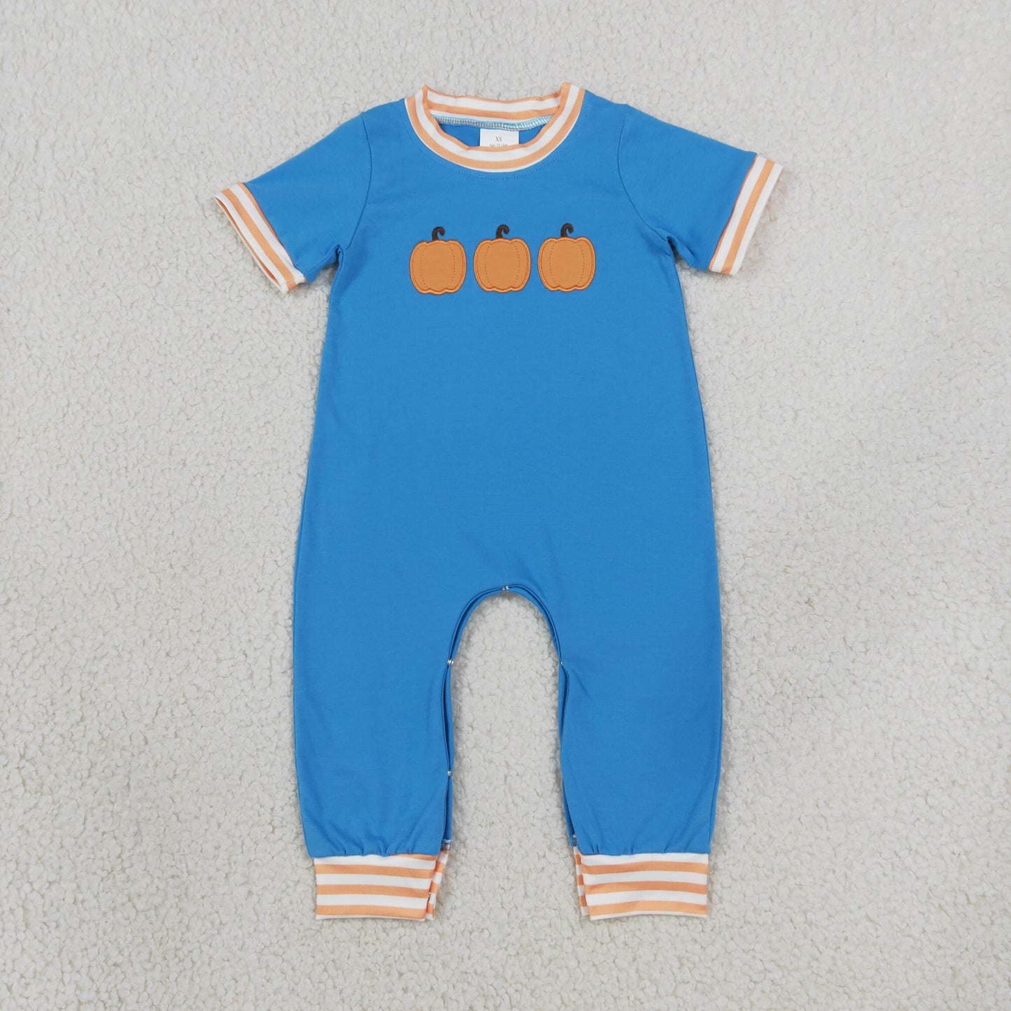 Embroidery Pumpkins Baby Boys Short Sleeve Fall Pant Rompers
