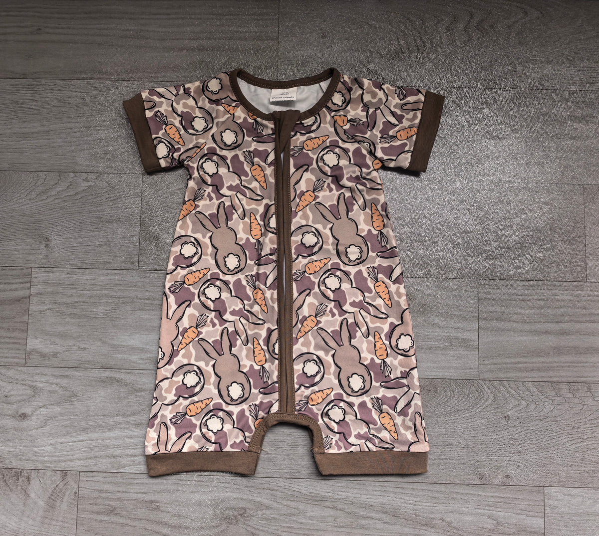 Preorder Baby Boys Olive Camo Rabbits Easter Two Way Zip Convertible Rompers