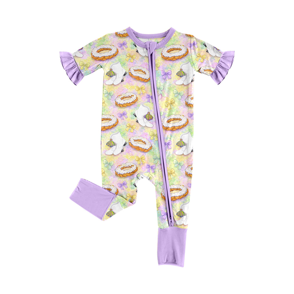 Baby Girls Boots Donuts Mardigras Two Way Zip Convertible Rompers