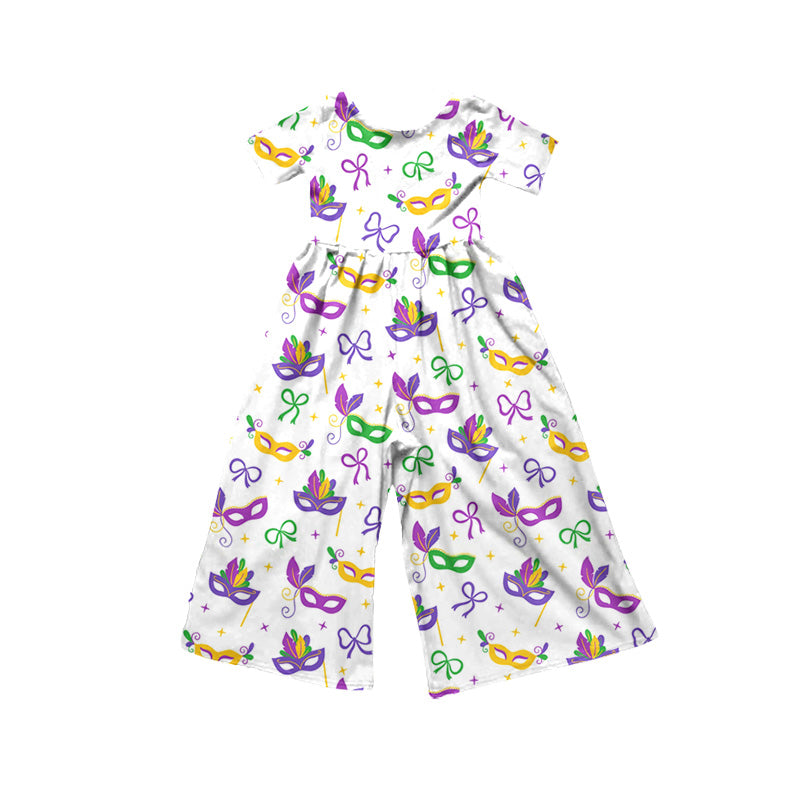 Baby Girls Mardigras Masks Bows Pockets Pant Jumpsuits Preorder