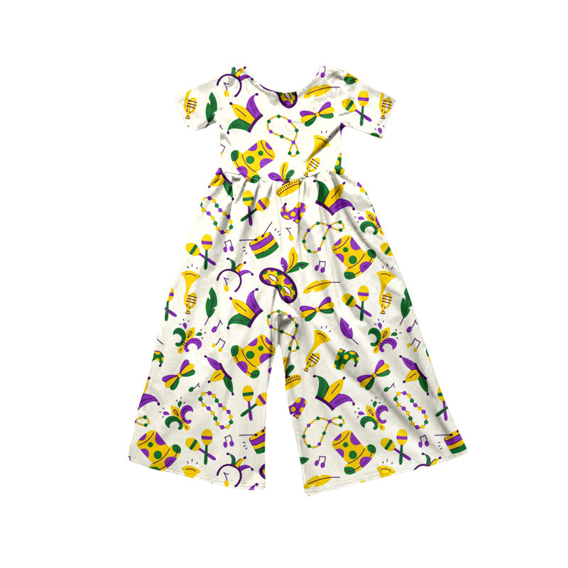 Baby Girls Mardigras Masks Crowns Pockets Pant Jumpsuits Preorder