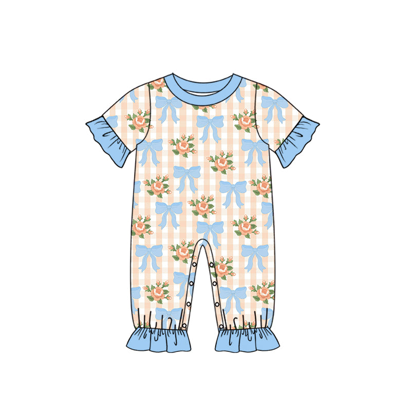 Baby Girls Bows Flowers Ruffle Pant Rompers Preorder