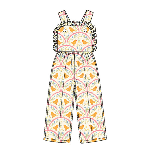 Baby Girls Strap Flowers Chicks Easter Pant Jumpsuits Preorder