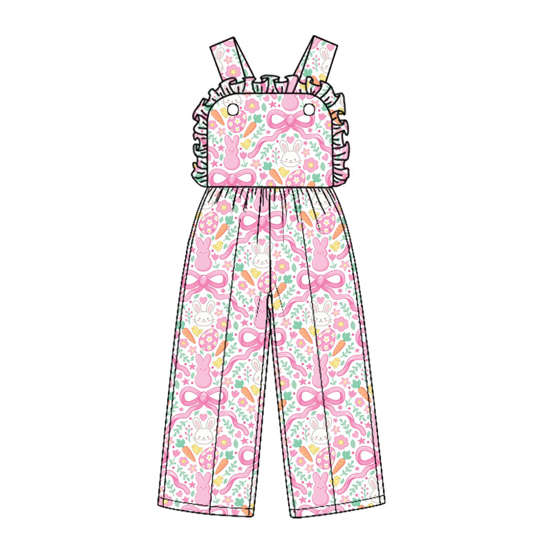 Baby Girls Strap Flowers Rabbits Eggs Easter Pant Jumpsuits Preorder