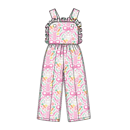 Baby Girls Strap Flowers Rabbits Eggs Easter Pant Jumpsuits Preorder