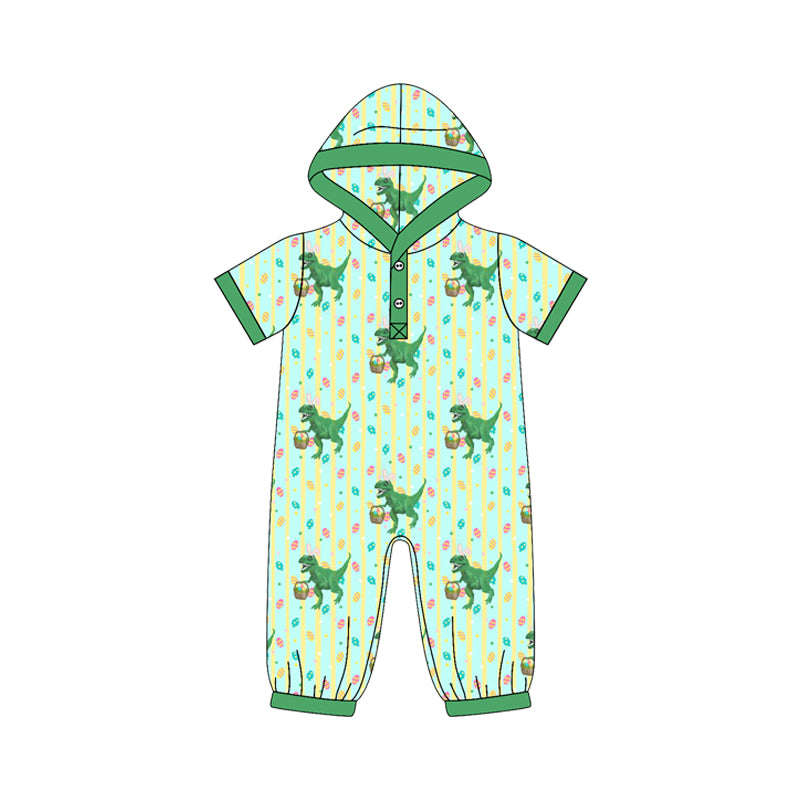 Baby Boys Eggs Dinosaurs Easter Button Hoodie Pant Rompers
